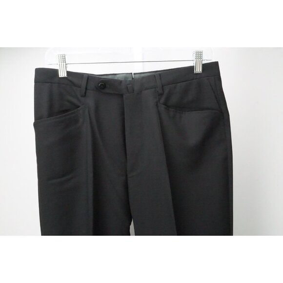 Incotex Solid Black 100% Wool Mens Pants Trousers Sz 46 EU NEW